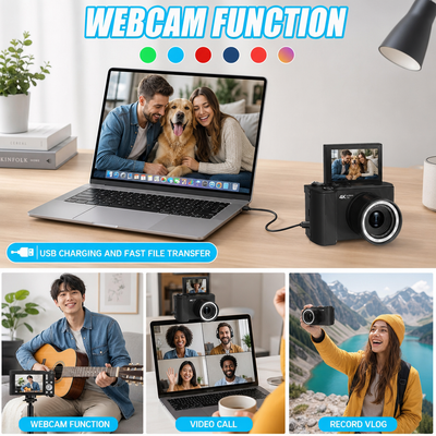 Fotocamera digitale 4K con schermo ribaltabile a 180°