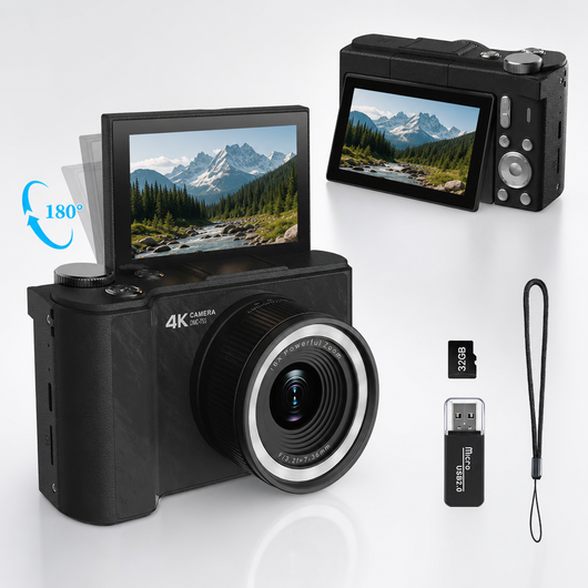 Fotocamera digitale 4K con schermo ribaltabile a 180°