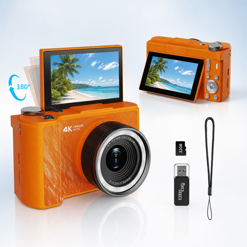 Fotocamera digitale 4K con schermo ribaltabile a 180°