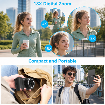 Fotocamera digitale 4K con schermo ribaltabile a 180°