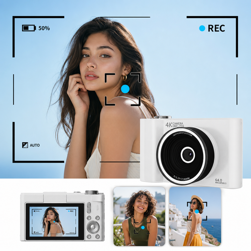 Fotocamera digitale 4K con schermo ribaltabile a 180°