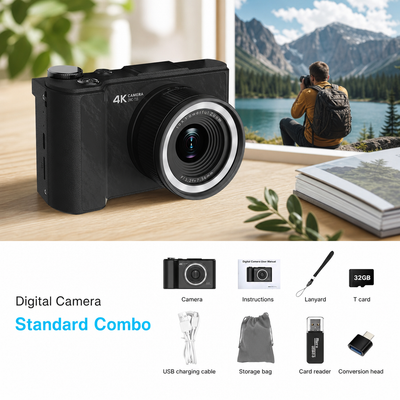 Fotocamera digitale 4K con schermo ribaltabile a 180°