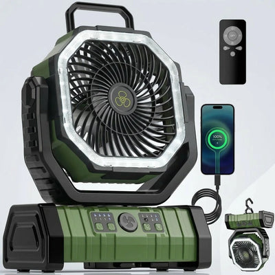 Vibplate Ventilatore da campeggio con anello luminoso a LED
