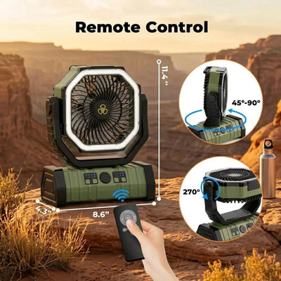Vibplate Ventilatore da campeggio con anello luminoso a LED