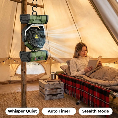 Vibplate Ventilatore da campeggio con anello luminoso a LED