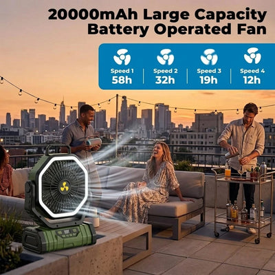 Vibplate Ventilatore da campeggio con anello luminoso a LED