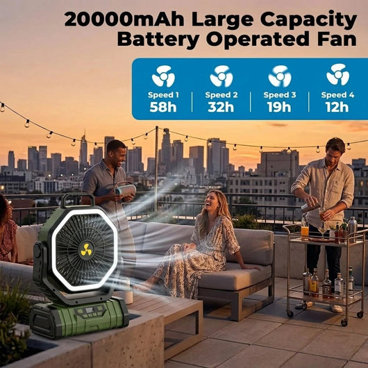 Vibplate Ventilatore da campeggio con anello luminoso a LED